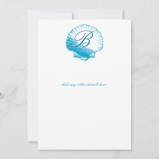 Ocean Blue Sea Shells Weddenschap Kaart (Achterkant)