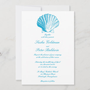 Ocean Blue Sea Shells Weddenschap Kaart