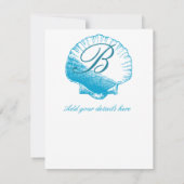 Ocean Blue Shell Beach Wedding Cartes RSVP (Dos)