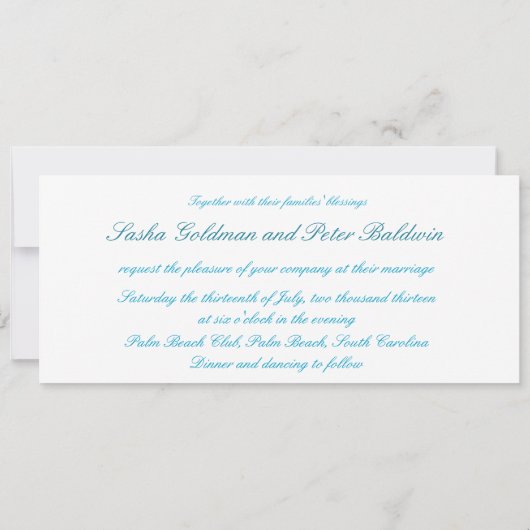 Ocean Blue Shell Beach Wedding Invitations (Dos)