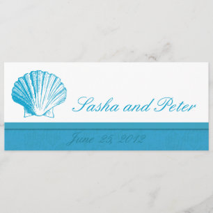 Ocean Blue Shell Beach Wedding Invitations
