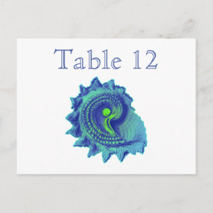 Ocean Blue Spiral Zee Shell Reception Table Number Briefkaart