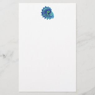 Ocean Blue Spiral Zee Shell Stationery Briefpapier
