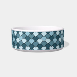 Ocean Blue Square and Diamond Pattern  Voerbakje