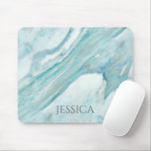 Ocean Blue Surf Abstract marmer Patroon Muismat (Met muis)