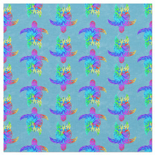 Ocean Blue Tie Dye Island Tribal Turtles Stof
