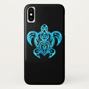 Ocean Blue Tribal Hawaiian Sea Turtle iPhone X Hoesje