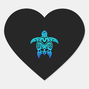 Ocean Blue Tribal Hawaiian Zee Turtle Hart Sticker