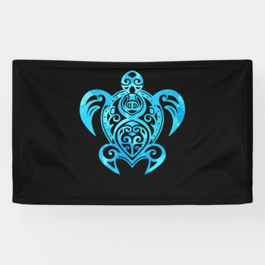 Ocean Blue Tribal Hawaiian Zee Turtle Spandoek (Horizontaal)