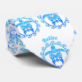 Ocean Blue Tribal Turtle Belize Stropdas (Opgerold)