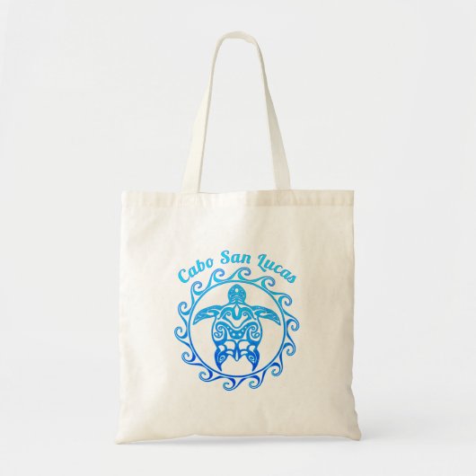 Ocean Blue Tribal Turtle Cabo San Lucas Tote Bag (Voorkant)