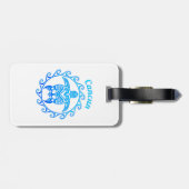 Ocean Blue Tribal Turtle Cancun Bagagelabel (Achterkant horizontaal)