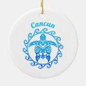 Ocean Blue Tribal Turtle Cancun Keramisch Ornament (Achterkant)