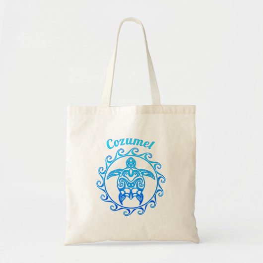 Ocean Blue Tribal Turtle Cozumel Tote Bag (Voorkant)