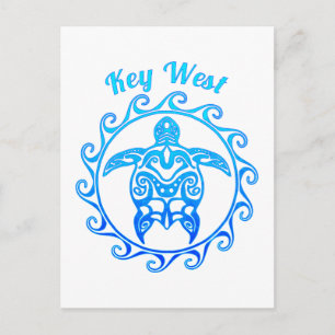 Ocean Blue Tribal Turtle Key West Briefkaart