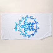 Ocean Blue Tribal Turtle Maui Strandlaken (Voorkant)