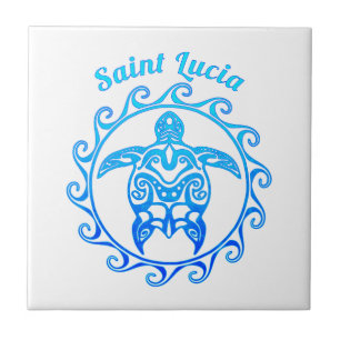 Ocean Blue Tribal Turtle Saint Lucia Tegeltje