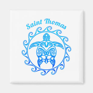 Ocean Blue Tribal Turtle Saint Thomas Magneet