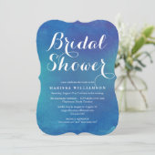Ocean Blue Waterverf Bridal Shower Uitnodiging (Staand voorkant)
