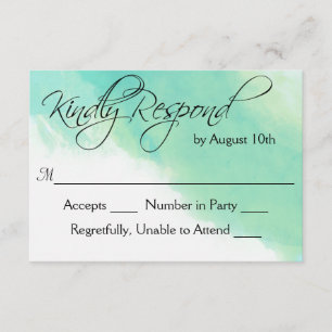 Ocean Blue Waterverf en kalligrafie bruiloft RSVP Kaartje