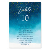 Ocean Blue Waterverf golven met monogram bruiloft Kaart (Voorkant)