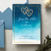 Ocean Blue Waterverf golven met monogram bruiloft Save The Date