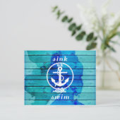 Ocean Blue Waterverf Wood en Anchor Quote Briefkaart (Staand voorkant)