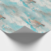 Ocean Blue Waterverf Zee Cadeaupapier (Hoek)