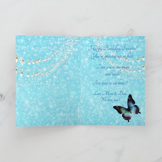 Ocean Blue Waterverf Zeemeermin Wenskaart Kaart (Binnen)