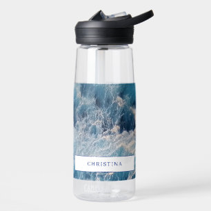 Ocean Blue Waves Bath Custom Name Waterfles