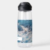 Ocean Blue Waves Bath Custom Name Waterfles (Achterkant)