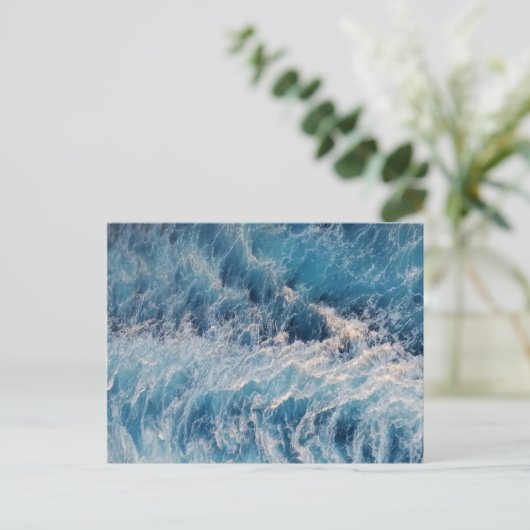 Ocean Blue Waves Briefkaart (Staand voorkant)