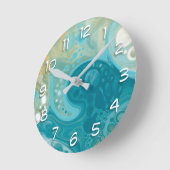 Ocean Blue Waves en Sandy Brown Fluid Art Ronde Klok (Hoek)