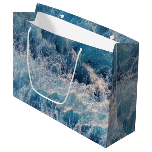 Ocean Blue Waves Groot Cadeauzakje (Voorkant Gekanteld)