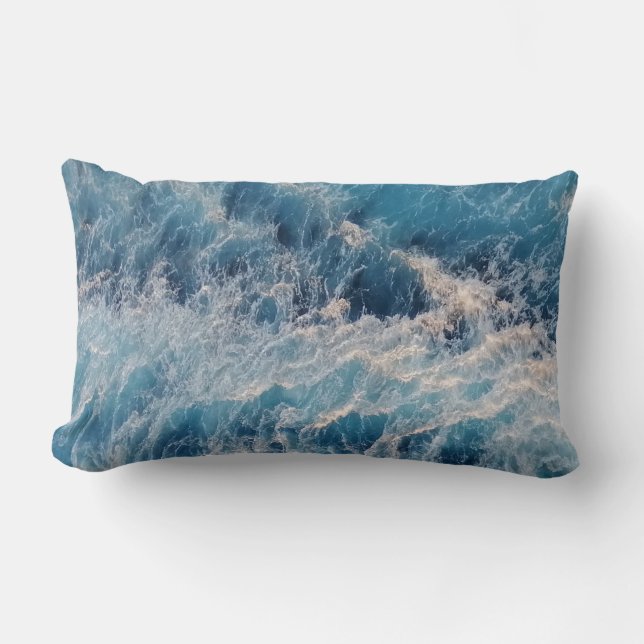 Ocean Blue Waves Kussen (Voorkant)