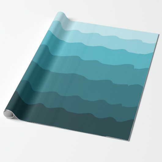 Ocean Blue Waves Minimale Beach Vibes Cadeaupapier (Uitgerold)