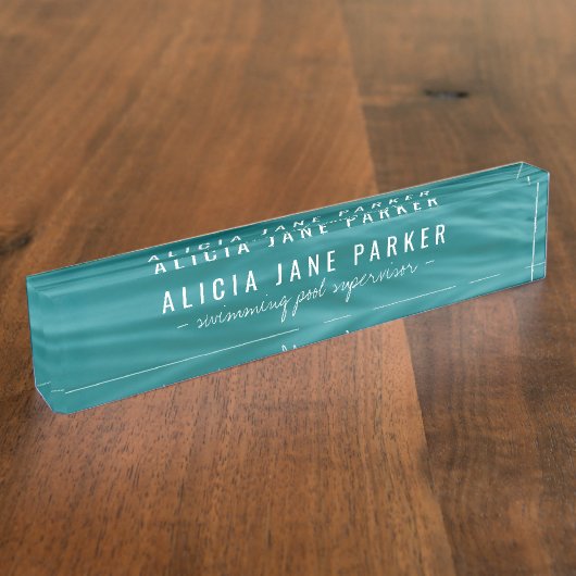 Ocean Blue Waves Zwembad Supervisor Naambordje (Zijkant)