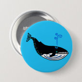 Ocean Blue WHALE - Bedreigd dier - Ronde Button 7,6 Cm (Voorkant /achterkant)