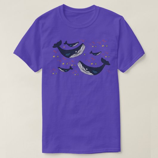 Ocean Blue Whale Beige T-shirt (Design voorkant)