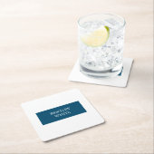 Ocean Blue White Simple Plain Jouw naam Vierkante Kartonnen Onderzetter (Insitu)