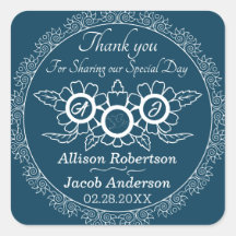 Ocean Blue & White Wedding classic ronde sticker