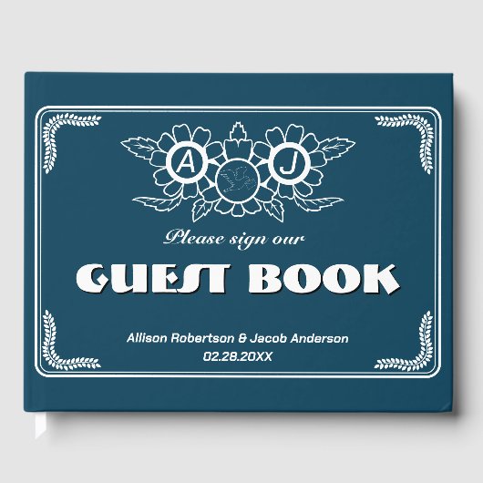 Ocean Blue & White Wedding Gastenboek (Voorkant)