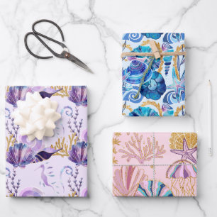 Ocean Blue zee Inpakpapier Vel