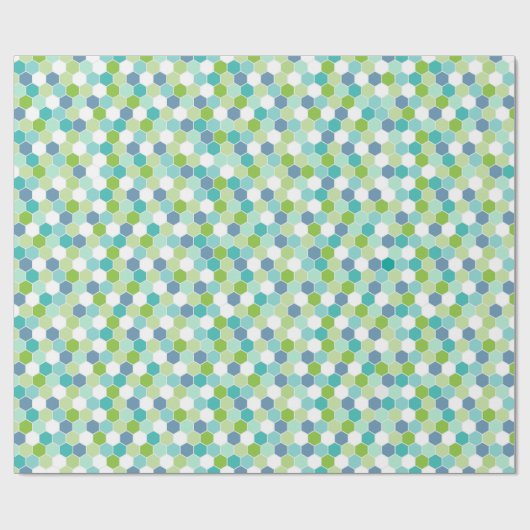 Ocean Blues Honeycomb Geometric Pattern Cadeaupapier (Vlak)