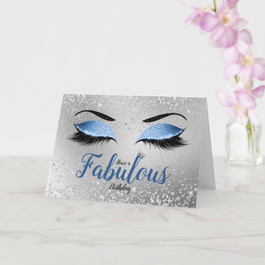 Ocean Blush Blue Fabulous Glitter Eyes Standard Kaart (Orchidee)