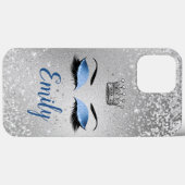 Ocean Blush Blue Glitter Eyes Monogram Case-Mate iPhone Case (Achterkant (horizontaal))