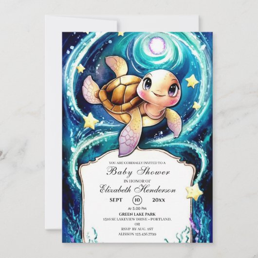 Ocean Boho Turtle Baby shower Kaart (Voorkant)