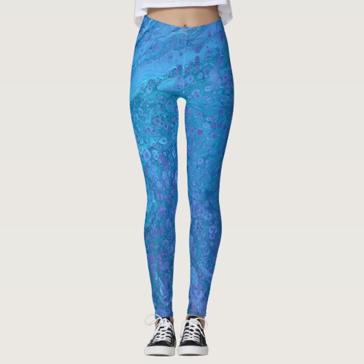 Ocean Breeze 2 Bleu apaisant Leggings Abstraits (Devant)