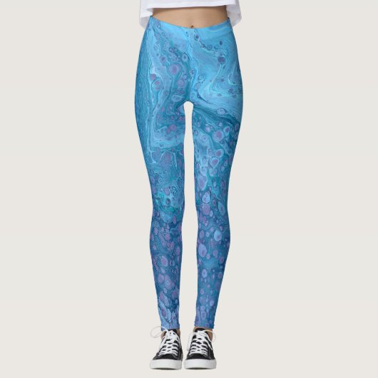 Ocean Breeze 3 Leggings Bleu Clair Violet Abstrait (Devant)