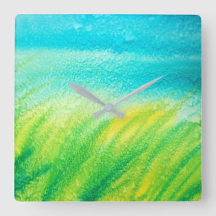 'Ocean Breeze' Abstract Vierkante Klok